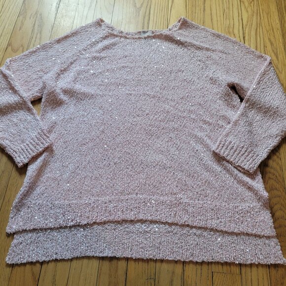Chicos Pink Sequin Knit Long Sleeve Sweater Size 2 Large - Picture 6 of 8